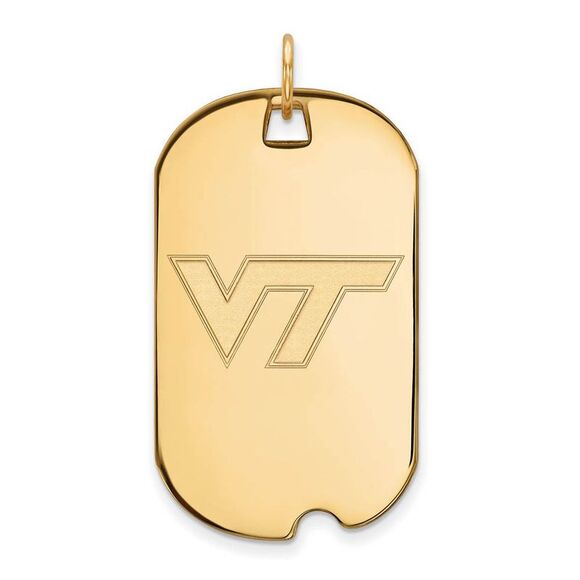 10k Yellow Gold Virginia Tech Large Logo Dog Tag Pendant